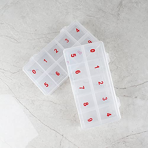 4 Pack Empty Nail Tip Box False Nail Art Tips Storage Box Transparent Nail Tip Nail Rhinestone Glitter Organizer Case Nail Equipment Container, 10 Slots #TOP5