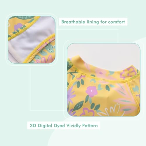 Image of Girls Two Piece Rash Guard Swimsuits Set Long Sleeve Bathing Suit with UPF 50+ Sun Protection Kids Sunsuits Swimwear Set