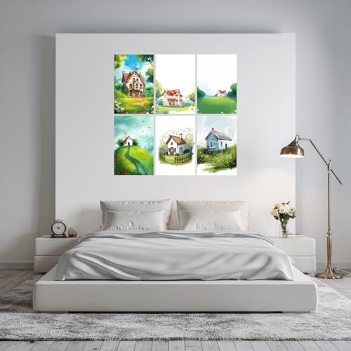 Image of SiddArtify Charming Cottagecore House Art Print Set - Sticker - 8x12 Inch - Pack of 6 Wall Room Decoration art Poster Prints