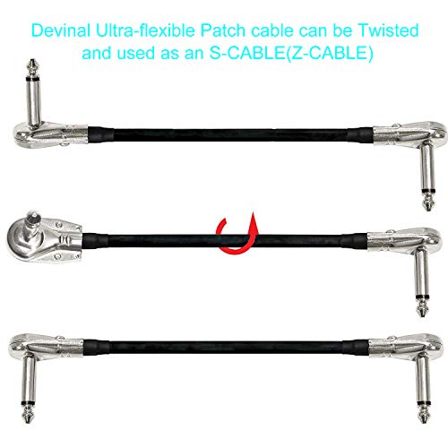 Cable patch guitare 30 cm pack de 3 connecteurs angle droit - 2