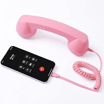 Type-C Retro Phone Handset, Mobile Phone Handset, Type-C Microphone Included, Smartphone Wired Handset, Smartphone, Microphone, Mobile Gift, PC, Tablet Pink