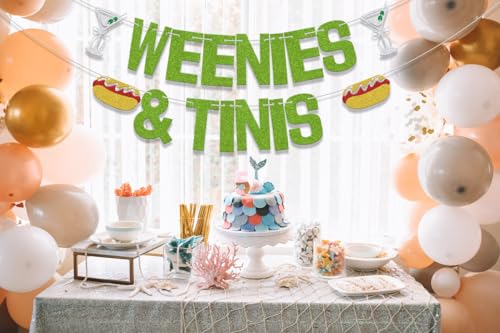 Image of Weenies & Tinis Banner,Martini Bar Party Decorations,Hot Dog Martini Bar,Martini Themed Bachelorette Party Decorations Supply Green