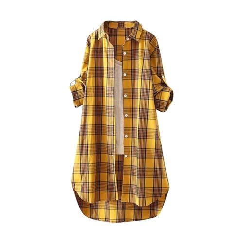 Plaid Shirts for Women Trendy Button Down Plus Size Cardigan Work Long Sleeve Loose Gingham Jackets Open Front Outfits