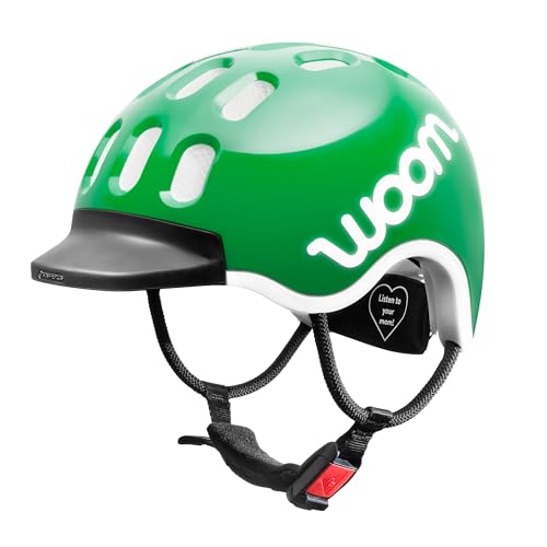 woom Kids Helm, Fahrradhelm für Kinder, mit Visier, für Jungen und Mädchen, 46–50 cm, Größe XS, Verstellbar, Aufprallschutz, Grün (woom Green)