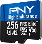 PNY 256GB PRO Elite™ High Endurance C10 U3 V30 A2 microSDXC – Up to 68.8K Continuous Recording Hours, Up to 100/90MB/s Read/Write, 4K UHD, Full HD, UHS-I, Surveillance, Home Security, Dash Cam
