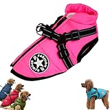 Pawbibi Sport - Waterproof Winter Jacket with Built-in Harness,Fleece Dog Vest,Waterproof Windproof Winter Warm Coats Jacket for All Dogs/Cats,Reflective & Adjustable Pet Vest Harness (Pink,S)