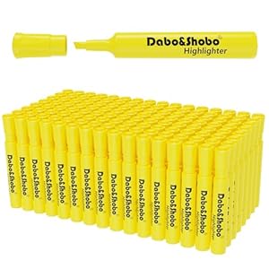 Dabo&Shobo Highlighters 108 Pack, Tank Style Yellow Highlighters, Chisel Tip Highlighter Markers for Coloring