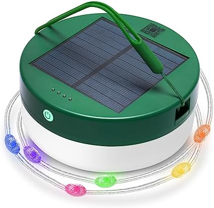 16.4FT RGB IC Solar String Lights with USB Charging Port,IP 65 Waterproof Outdoor with Storage Box,Solar Powered Type C Powered Night Light,Smart App Control Chasing Effect Lights for Camping,Garden