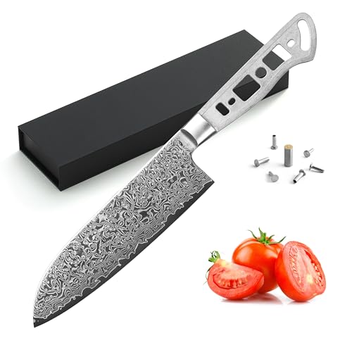 KATSURA Woodworking Project Kit – Santoku Knife Blank – 7 Inch– Japanese Premium AUS 10, 67 Layers Damascus Steel – NO LOGO