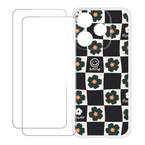 UOGNADGD Xiaomi Poco M6 4G �Ƃ̌݊������� �J�X�^���J���t���P�[�X�{�����K���X�ی�t�B����2���t�� ? �Ռ��z�������h�~ (�Ԃ̊i�q��)