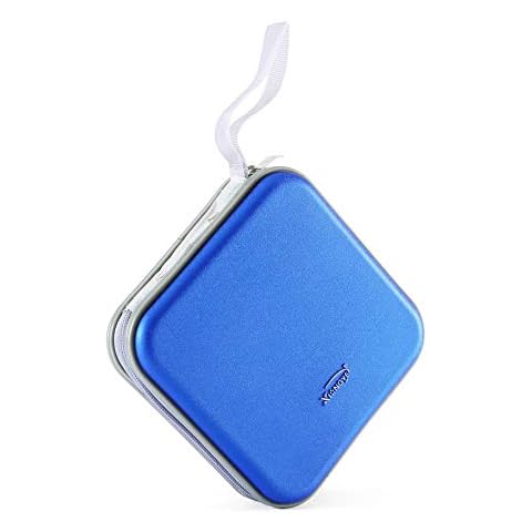 Home Wing Hard Plastic CD/DVD Portable Storage Binder, 32-Capacity, Blue Cover