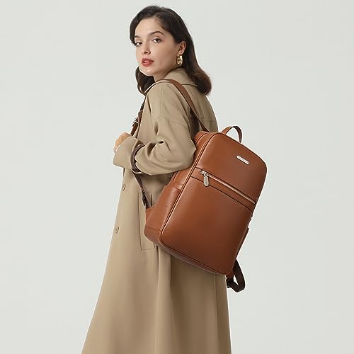 Bostanten Leather Laptop Backpack For Women 15.6 Inch Computer Backpack Travel Work Bag #TOP1