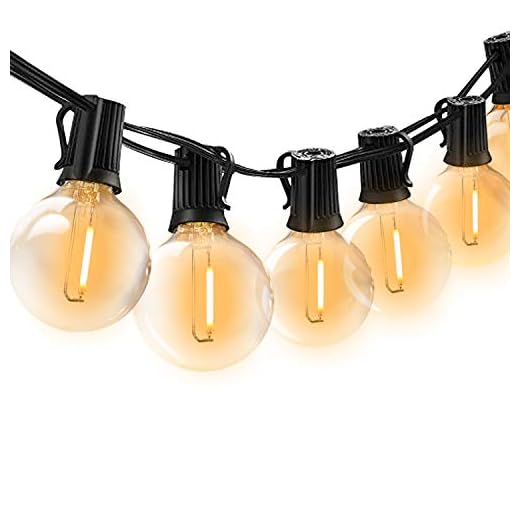 BRTLX Utomhus ljusslingor LED, 18Ft vattentät ljusslinga med 10+2 st G40 LED Edison glödlampor E12 bas 1 W varm vit 2700 K perfekt för fest, bröllop, årsdagar, firande Klassisk G40 2700k