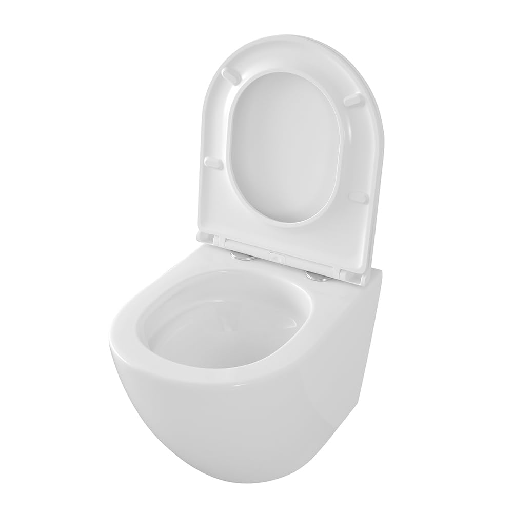 Sanitari sospesi TAO con risciacquo a vortice e copriwc soft-close, scarico universale a parete