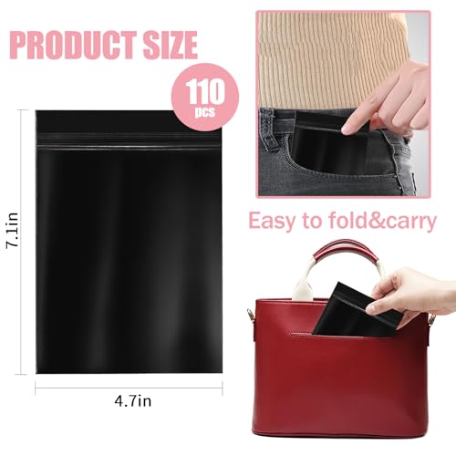 Image of Sanitary Napkin Disposal Bags 110pcs, Big Size(7.1x4.7in) Women Tampon Disposal Bags Sealed Opaque Feminine Hygiene Disposal Bags for Privacy, Black