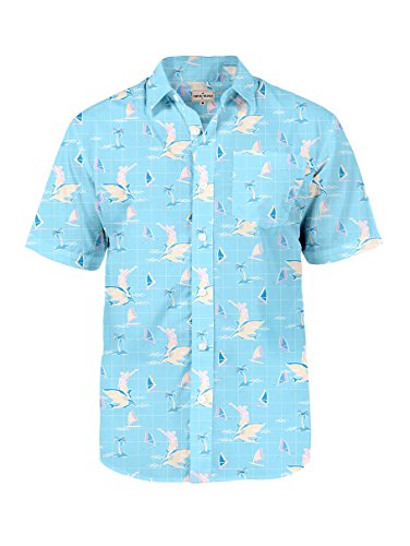 Tipsy Elves Men's Blue Shark Whisperer Summer Hawaiian Shirt Size Small #TOP18