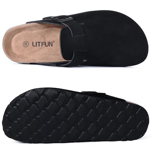 Image of Litfun Unisex Genuine Suede Clogs Comfort & Soft Cork Footbed Potato Shoes