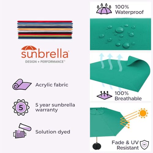 Midtown-Umbrellas-The-Swilt-9-Feet-Patio-Umbrella-in-Sunbrella-Canvas-Teal-Acrylic-Fabric-Fiberglass-Ribs-Auto-Tilt-Aluminum-Frame-For-Backyard-Deck-Garden-Pool-Black-Pole Midtown Umbrellas The Swilt 9 Feet Patio Umbrella in Sunbrella Canvas Teal Acrylic Fabric Fiberglass Ribs Auto Tilt Aluminum Frame For Backyard Deck Garden Pool Black Pole