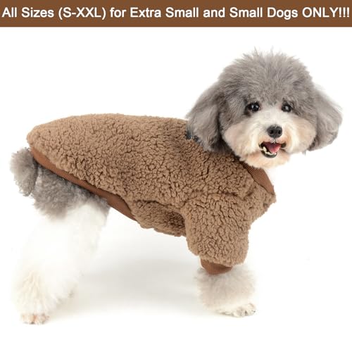 Zunea Wintermäntel für kleine Hunde Fleece Warm Hundepullover Sweater Welpen Winterjacke Chihuahua Katze Kleidung Haustier Jungen Mädchen Hundebekleidung Braun M