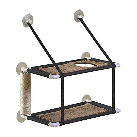 Blueshyhall Double Layers Cat Window Perch, Cat Hammock Window Seat, Space Saving Window Mounted Cat Bed for Large Cats Premium Set (22.8X4.1X7.9 inch) Cover