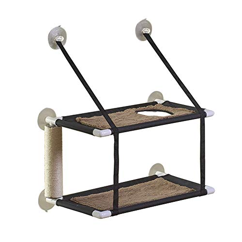 Blueshyhall Sièges de fenêtre pour chats à double couche Lit pour chat Hamac pour chat avec planche à gratter pour chat jusqu'à 10 kg Fat Cats couchette de fenêtre pour chats double Cover