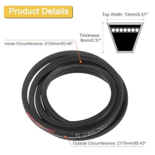 Image of uxcell A83 1 /2 Classic Wrapped V-Belt, 85 inch Outside Circumference Wrapped Industrial Rubber V-Belt A Profile V-Belt for Industrial Machinery Equipment, Black