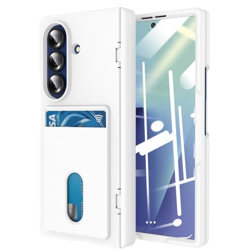 Coque Galaxy Z Fold 7 blanc étui rigide uni à rabat arrière et fentes cartes