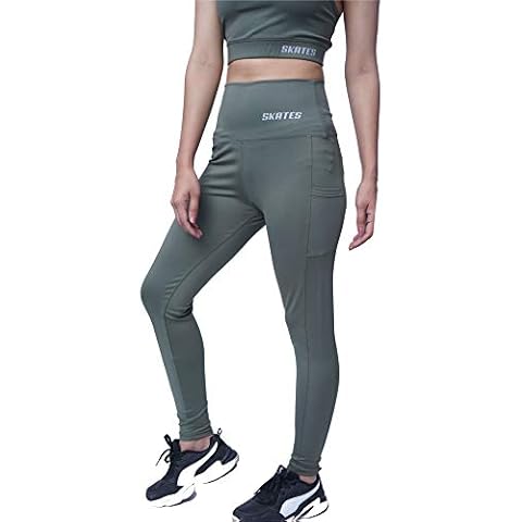 Women’s 2 Piece Leggings High Waisted Yoga Pants Outfits With Sports Bras Tummy Control Gym Running Workout Tights with Pockets Jogging Tracksuit (XL, Olive Green) Cover
