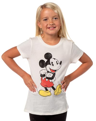 Mickey Mouse Shirt Girls Cute Mickey Pose Kids Graphic Print Short Sleeve T-Shirt