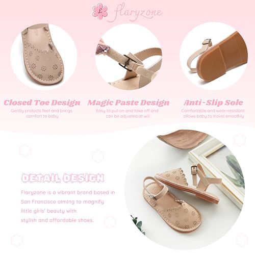 Image of Flaryzone Girls Sandals Closed Toe Summer Flats Dress Sandals Shoes Toddler /Little Kid