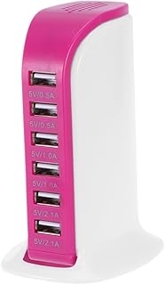 Levemolo Adaptador De 6 Tomadas Carregador De Celular Adaptador De Tomada Universal USB Estação De Carregamento Adaptador De 6 Portas USB Carregador De Porta USB Rosado Carregamento Rápido