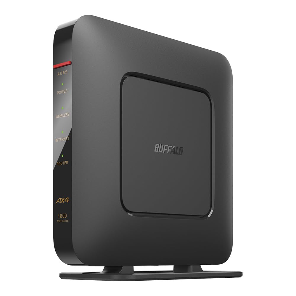 【Amazon.co.jp限定】 バッファローWiFi ルーター無線LAN Wi-Fi 6 11ax / 11ac AX1800 573+1201Mbps 日本メーカー LANケーブル同梱 【 iPhone 16e / 16 / 15 / 14 / Nintendo Switch / PS5 動作確認済み 】 エコパッケージ WSR-1800AX4P/NBK商品画像