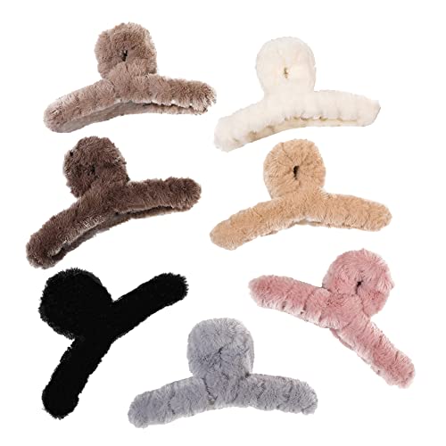 7 Piezas Pinzas de Pelo de Peluche Fuzzy miniatura 1