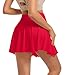 YOAKAKU Pleated Tennis Skater Skirts for Women with Pocket Shorts Flowy Golf Athletic Skort Sports Mini Skirt Red