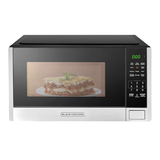 BLACK+DECKER Digital Microwave Oven with Turntable Push-Button Door, Child Safety Lock, Stainless Steel, 0.9 Cu Ft