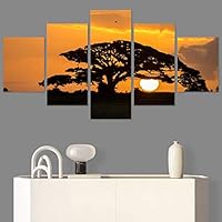 SIGNWIN 5 Panel Canvas Wall Art Setting in The Trees for Home Decorations Ready to Hang - 60