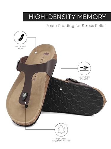Image of HF JOURNEY Nivera 2.0 Men's Cork Footbed Thong Sandal,Slip On Entry,(Size 41-46) BlackPU, Casual Lounging Slipper, EVA Sole, Flat Heel,Nivera 2.0 - Black (41)