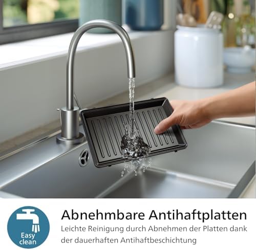 Bild 4 - Philips 5000-Serie 3-in-1 Sandwichmaker - Sandwiches, Waffeln und Paninis, Antihaftbeschichtete, austauschbare Platten, Schneiden und Versiegeln. 750W, Schwarz (HD2350/80)