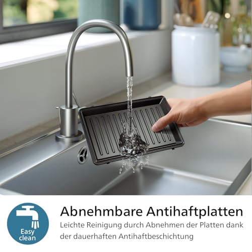 Philips 5000-Serie 3-in-1 Sandwichmaker - Sandwiches, Waffeln und Paninis, Antihaftbeschichtete, austauschbare Platten, Schneiden und Versiegeln. 750W, Schwarz (HD2350/80)