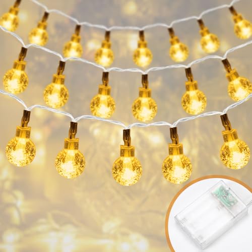 Catena di Luci LED per Esterni a Batteria, 6 M 40 LED Sfera Impermeabile, Illuminazione Natalizia per Natale, Giardino, Campeggio, Decorazione per Balcone, Interni ed Esterni (6m)