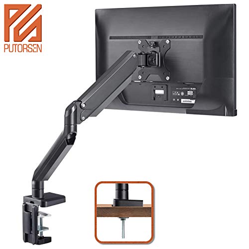 Preisvergleich Produktbild PUTORSEN® Monitor Tischhalterung - Premium Aluminium Ergonomische Schwenkbare Neigbare Höhenverstellbar Einarm Monitorhalterung für 17"-32" LED LCD Bildschirme - VESA 75x75-100x100 mm Wiegt 8kg