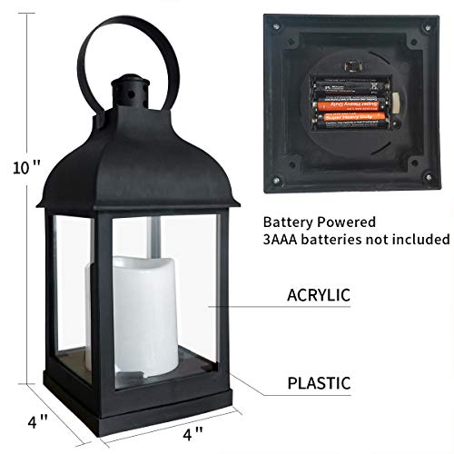 Decorative Candle Lanterns Flameless Battery-Operated, 10'' Indoor Outdoor Hanging Plastic Rustic Lantern Decor For Farmhouse, Wedding(Black, 1) #TOP1
