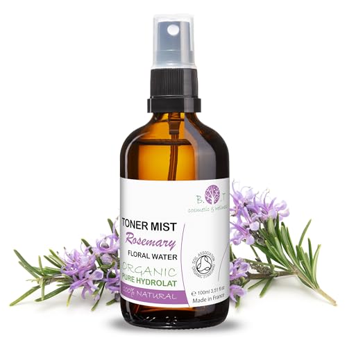 Agua de Romero, Hidrolato Agua Floral, 100% Natural, Anticaida, Piel Grasa, Piel Acné y Puntos Negros, Tónico Facial y Crece pelo, Capilar, Reemplaza las ampollas 100 ml