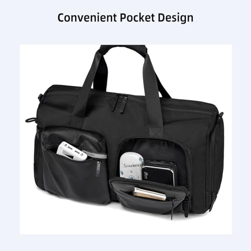 Image of Golden Wolf Duffle Bag with Shoe Compartment | 28L Sports Travel Bag | Water Resistant Polyester | 5 Compartments | Detachable Padded Shoulder Strap | Gym, Travel & Weekend Trips, Black