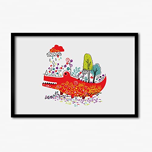 Cadre photo 60x40 cm crocodile coloré pour dynamiser la décoration de votre salon