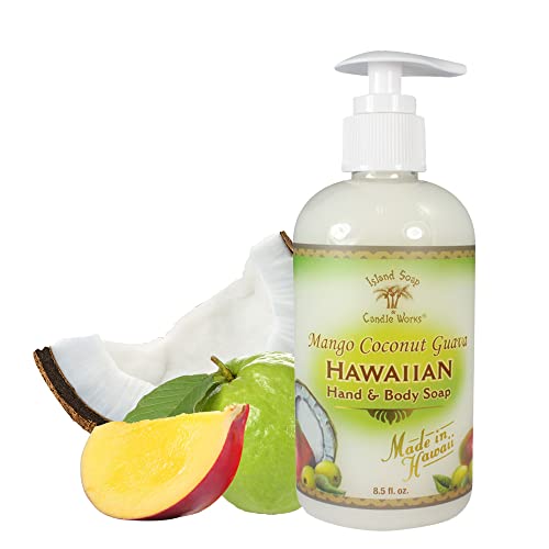 Island Soap & Candle Works Botanical Liquid Hand Soap - Vegan Hand Soap for Men and Women - Luxury Skincare for Bathroom - Hawaiian Gifts for Sensitive Skin - Creamy Coconut - 8.5 Ounce Bottle