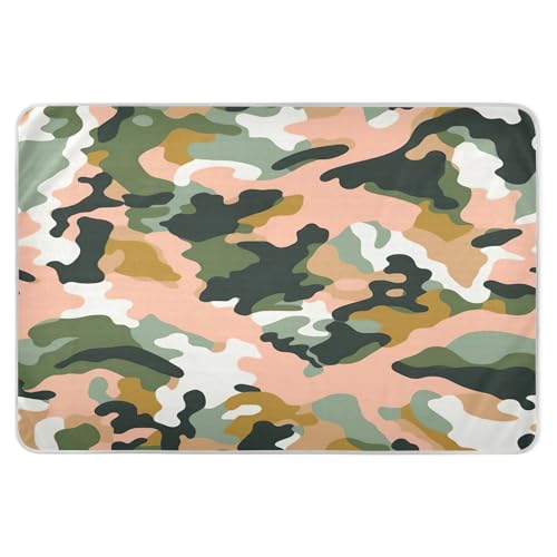 STAYTOP Military Green Camouflage Waterproof Bed Pad