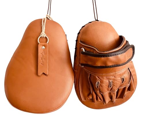 Focus Coach Mitts Pads Pair PRO | TAN Color 100% Cow Leather Vintage MMA Training | Retro by GEOFFREY