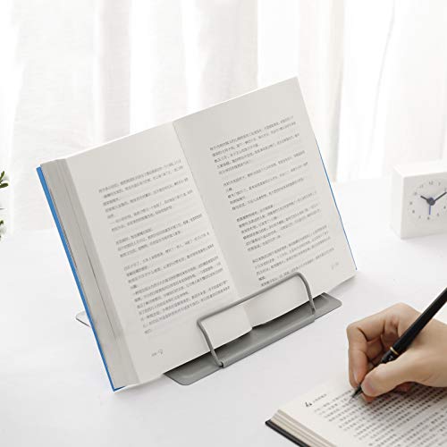 Msdada Desk Book Stand Metal Reading Rest Book Holder Angle Adjustable Stand Document Holder Portable Sturdy Lightweight Bookstands-Textbooks Tablet Music Books Cook Recipe (Grey) #TOP5