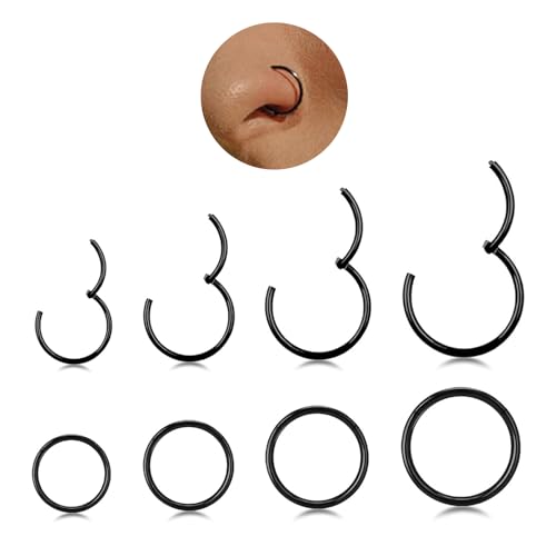 Hypoallergenic Nose Rings Hoops Set, 8PCS 18G 316L Surgical Stainless Steel
